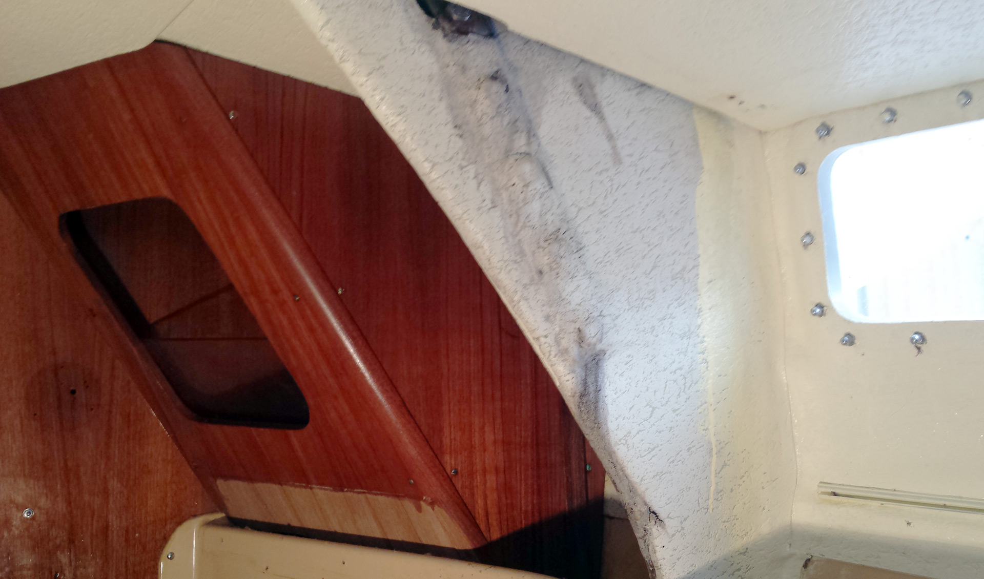 Unterneath wooden and leather-covers: That´s how water damage looks like.