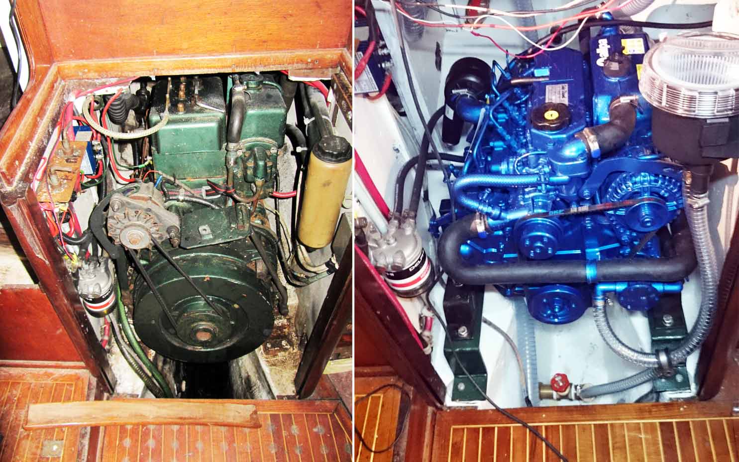 Perfect new Engine in a freshly painted hull/bilge.