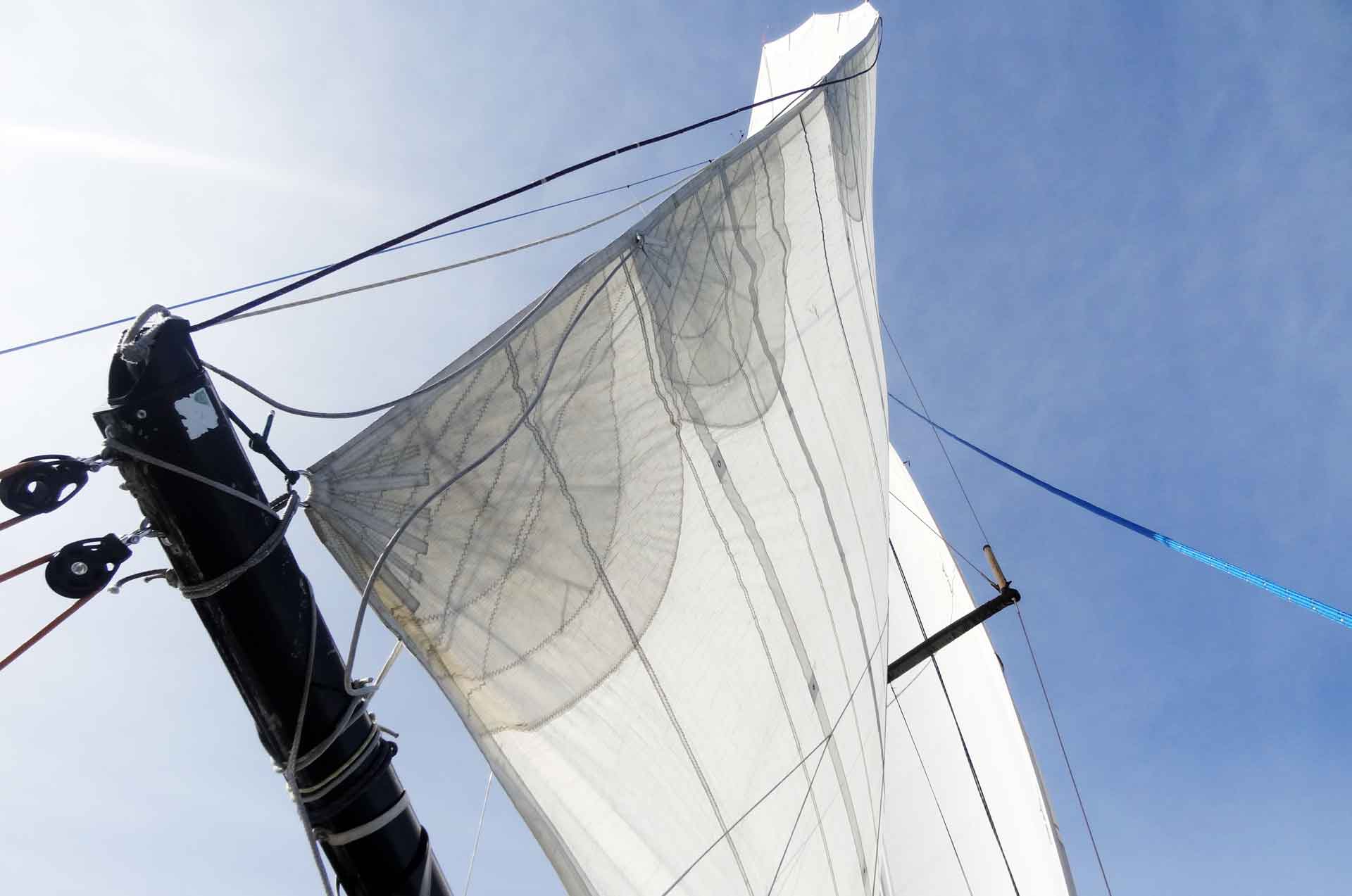 Under Main and Foresails - 15 knots true wind and 11 knots over Ground. That´s efficient Sailing!
