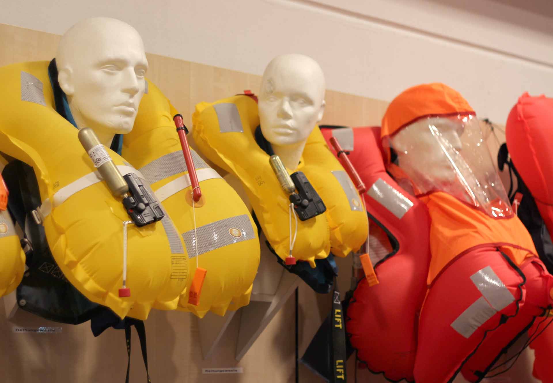150 N life jackets are minimum